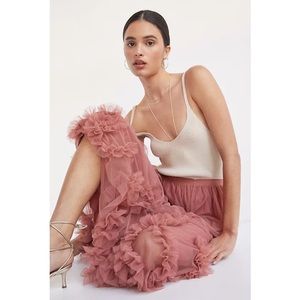 NWT Anthropologie Rose Felicity Ruffled Tulle Midi Skirt
